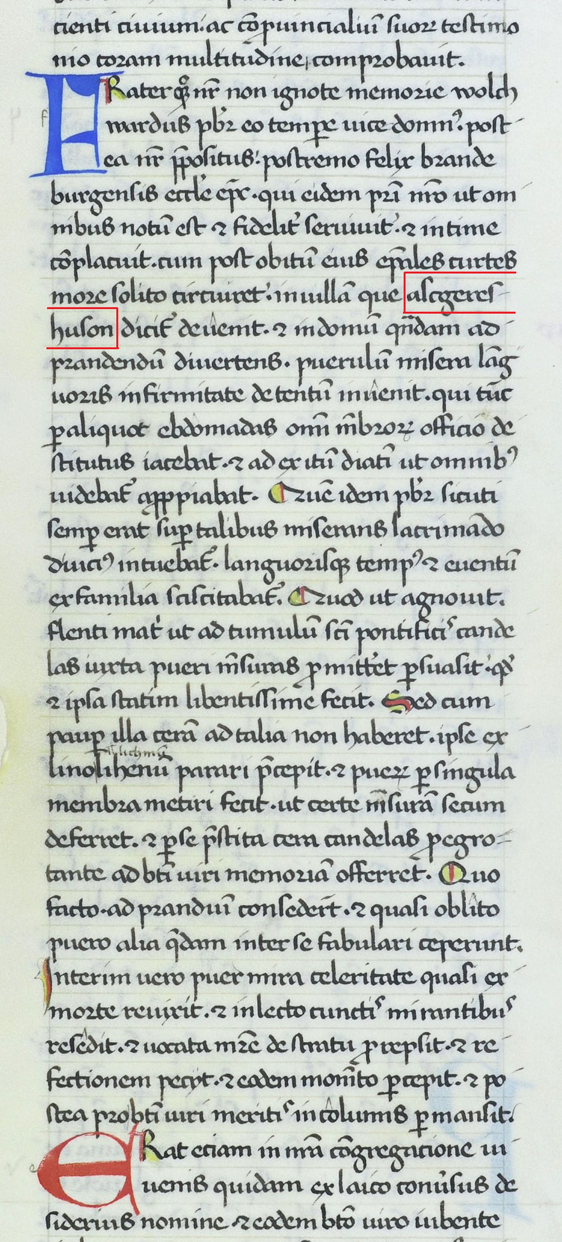 Kapitel 39 der Vita Godehardi posterior in einer Handschrift aus Melk, 1458